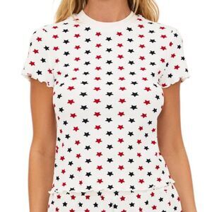 Beach Riot Waffle Top Short Sleeve Americana Star Women's sz S NWT